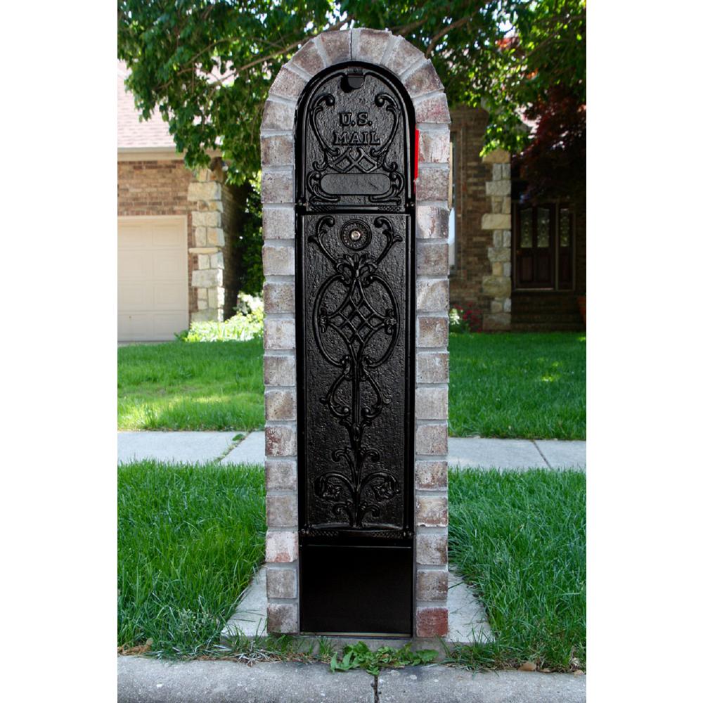 Mailkeeper 150 Black Column Mount Locking Mailbox With Old English