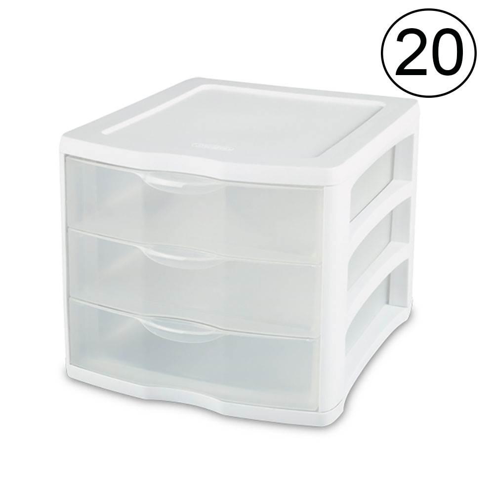 Sterilite Compact Portable 3 Storage Drawer Organizer Cabinet 20