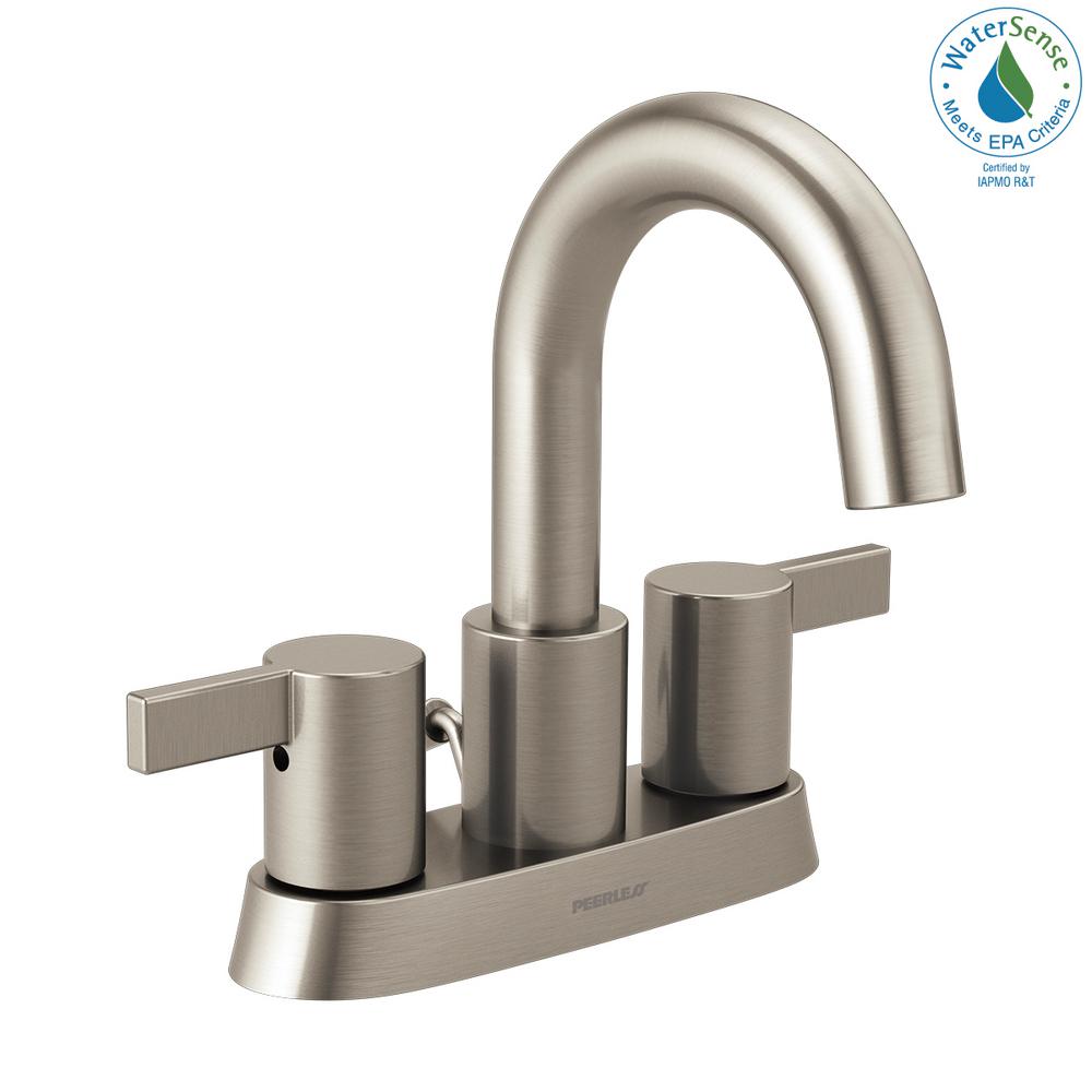 Peerless 4 In Centerset 2 Handle Bathroom Faucet In Brushed