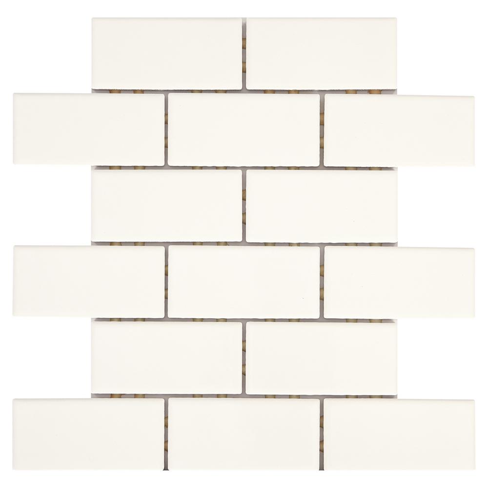 Daltile Re Bright White 12 In X 6 35 Mm Ceramic Mosaic Wall Tile 0 83 Sq Ft Piece