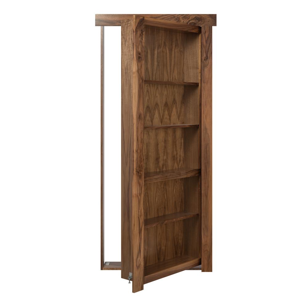 28 in. x 80 in. Flush Mount Assembled Walnut Medium Stained LeftHand