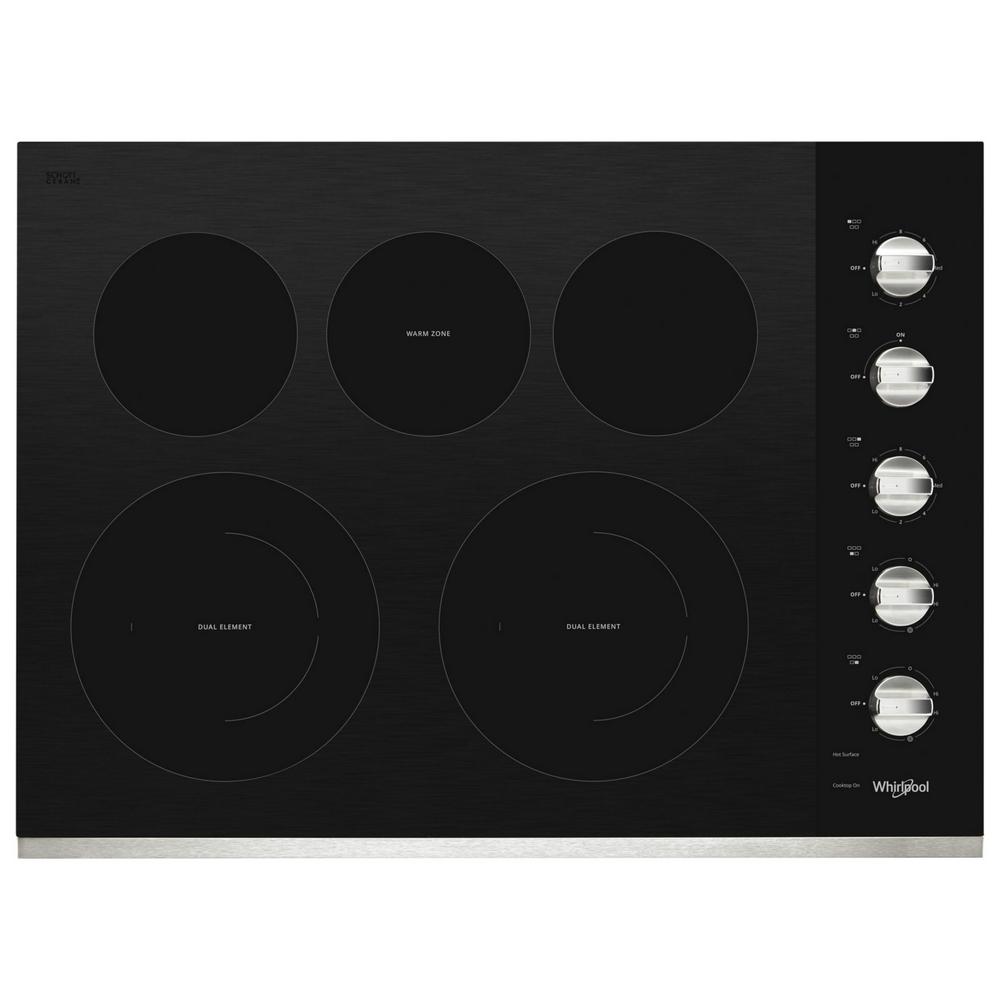 Whirlpool 30 In Radiant Electric Ceramic Glass Cooktop Stainless Steel With 5 Elements Including 2 Dual Wce77us0hs The Home Depot - Whirlpool Electric Glass Top Stove Whirlpool 30 In Radiant Electric Ceramic Glass Cooktop Stainless Steel With 5 Elements Including 2 Dual Wce77us0hs The Home Depot - Whirlpool Electric Glass Top Stove