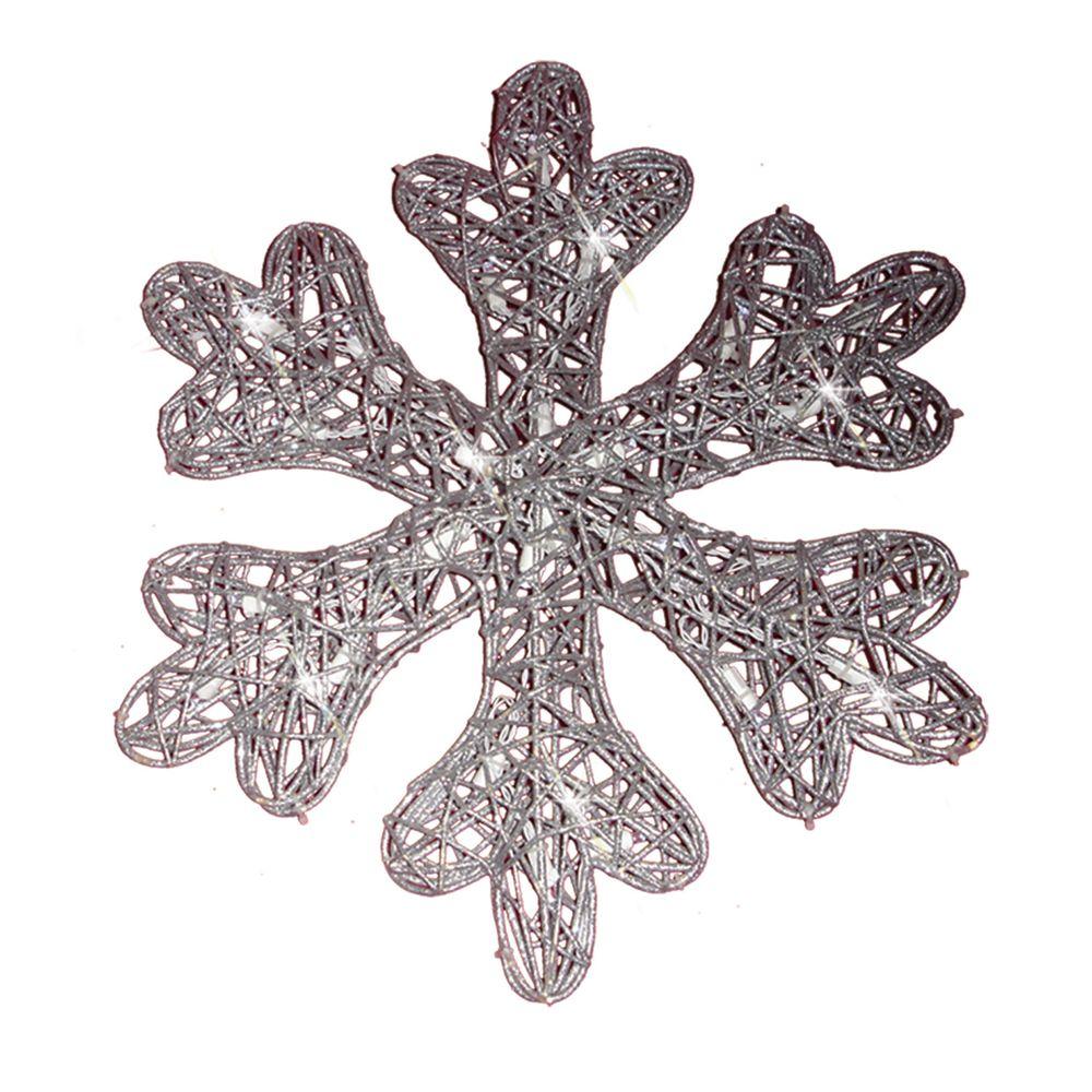 Brite Star Battery Operated 25 Light Led Spun Glitter Silver Battery Operated 25 Light Led Spun Glitter Silver Snowflake