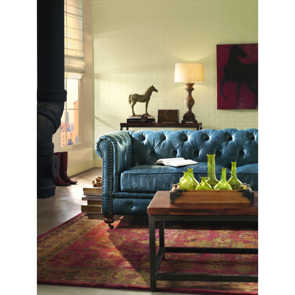 Home Decorators Collection Gordon Blue Leather Sofa 0849400310