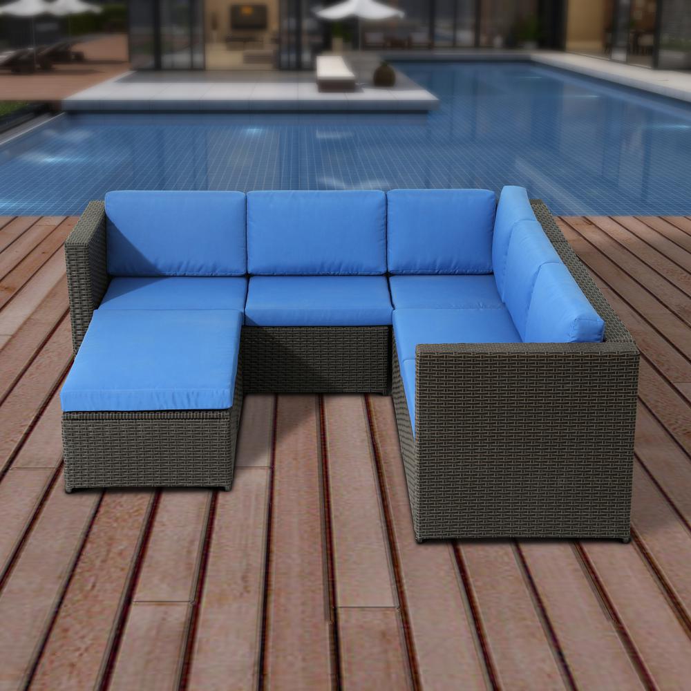 Hampton Bay Riley 3Piece Black Steel Outdoor Patio Sectional Sofa with