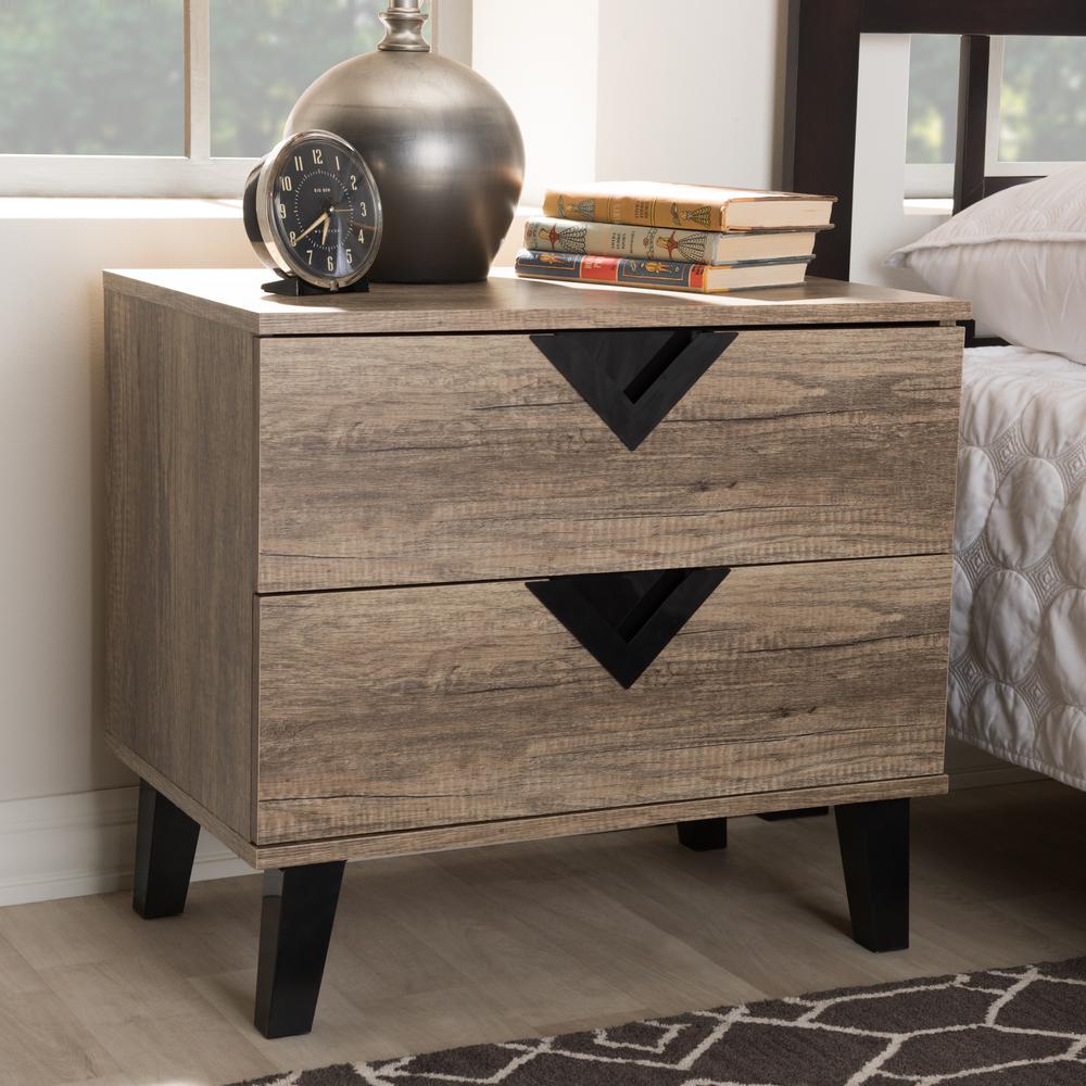 Baxton Studio Swanson 2 Drawer Light Brown Wood Nightstand 28862 Baxton Studio Swanson 2 Drawer Light Brown Wood Nightstand