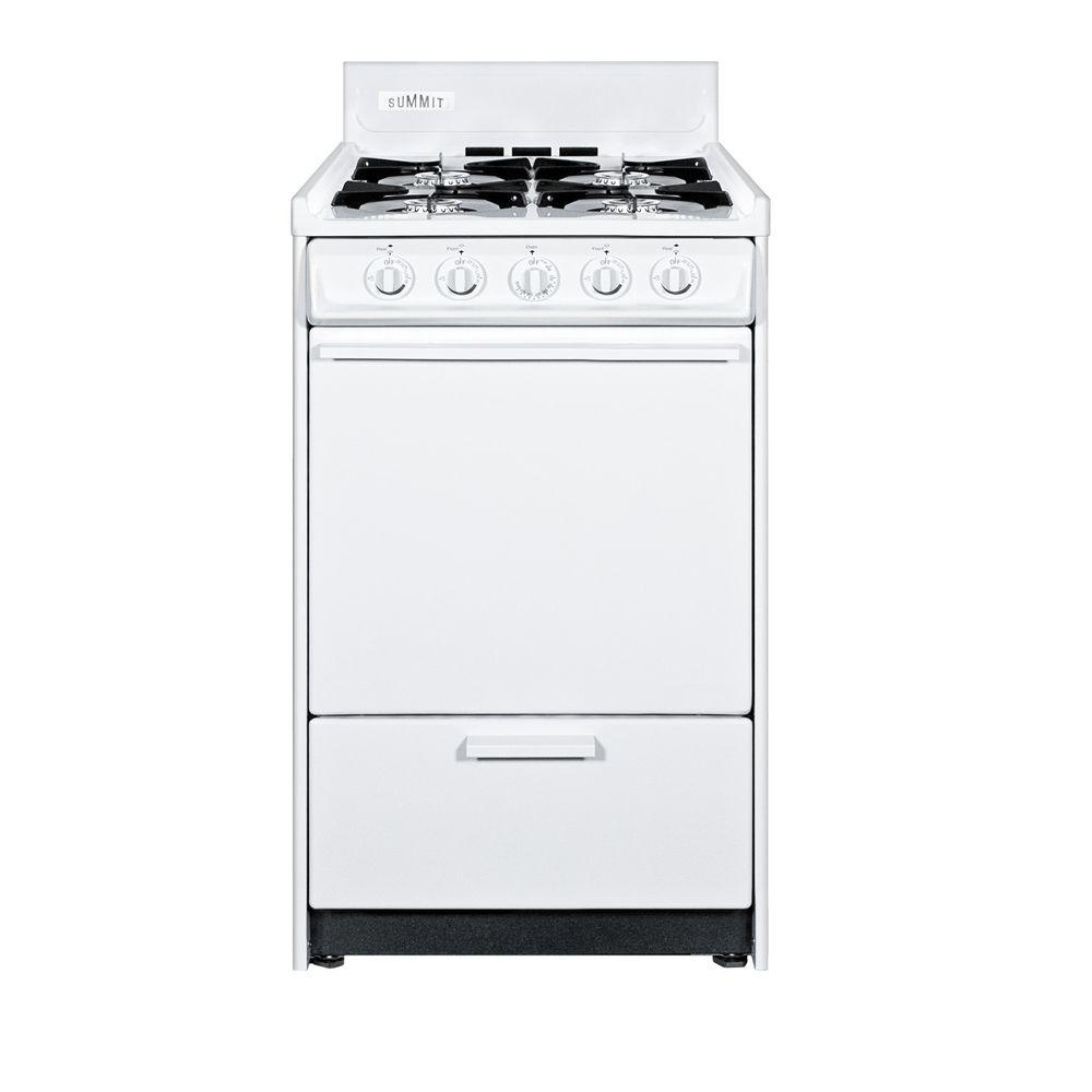 Summit Appliance 20 in. 2.5 cu. ft. Gas Range in WhiteWNM110P The