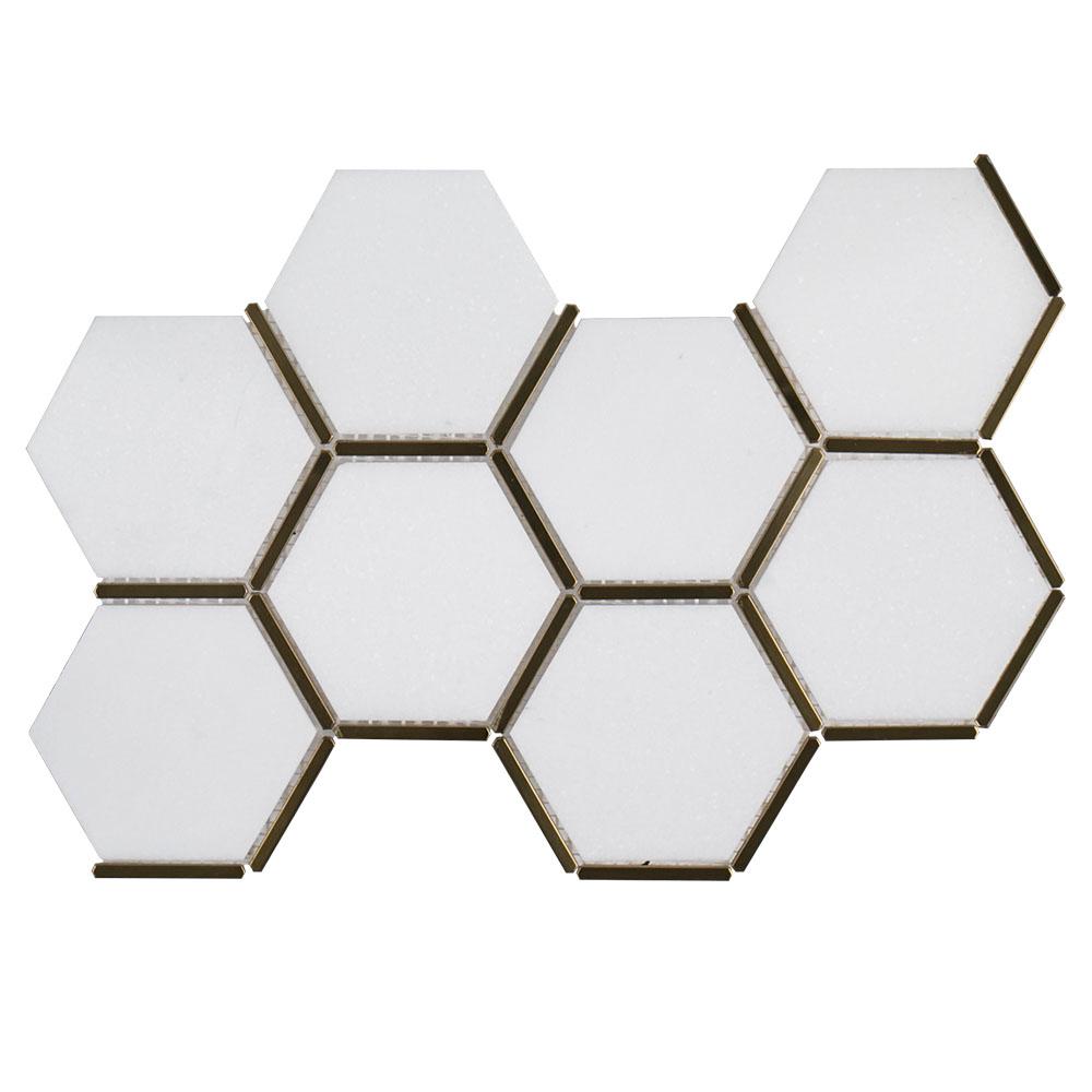 Black Octagon Marble Mosaic Tiles KitchenBathroom8mm SMALL SAMPLE TILE