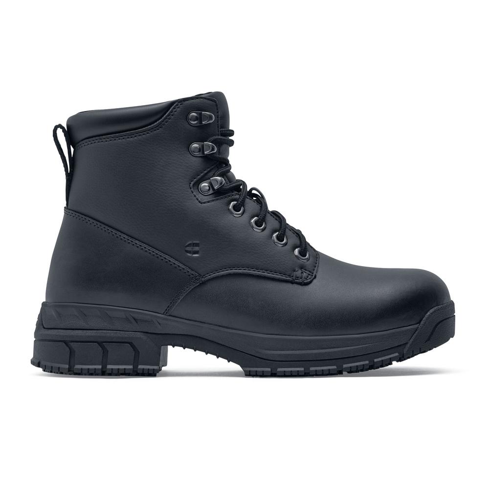 black leather steel toe work boots