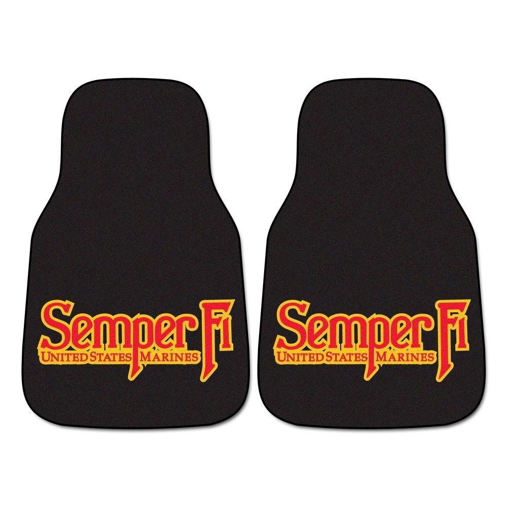 FANMATS Marines 18 in. x 27 in. 2Piece Carpeted Car Mat Set6554 The