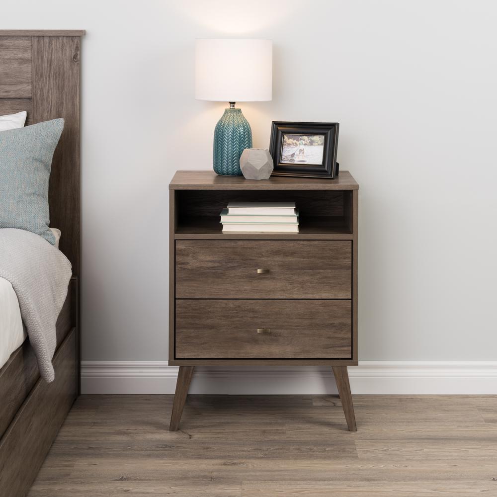 This modern bedside table resembles a classic suitcase and works especially well with other metallic details it is worth considering tall and slim nightstands when looking to achieve a truly elegant feel. prepac