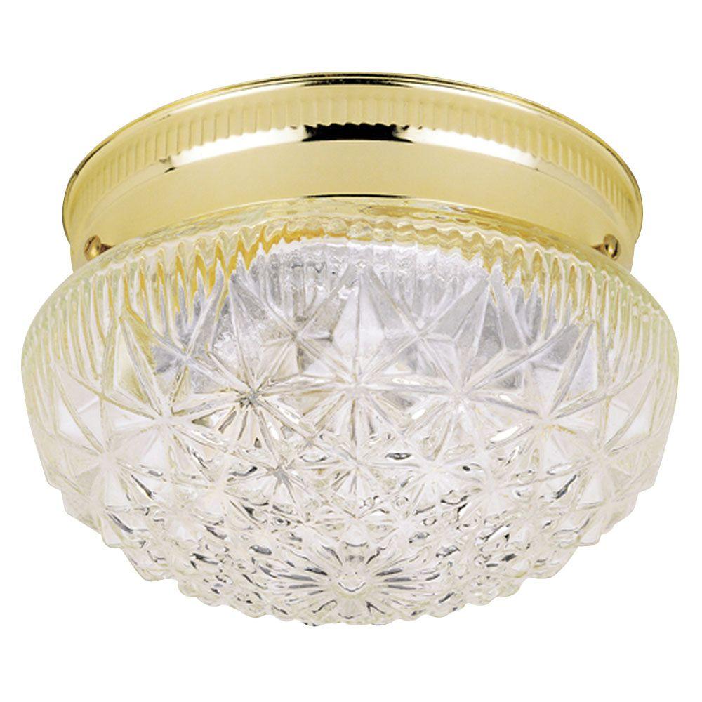 Westinghouse 1 Light Ceiling Fixture Polished Brass Interior Flush Westinghouse 1 Light Ceiling Fixture Polished Brass Interior Flush Mount With Clear Faceted Glass