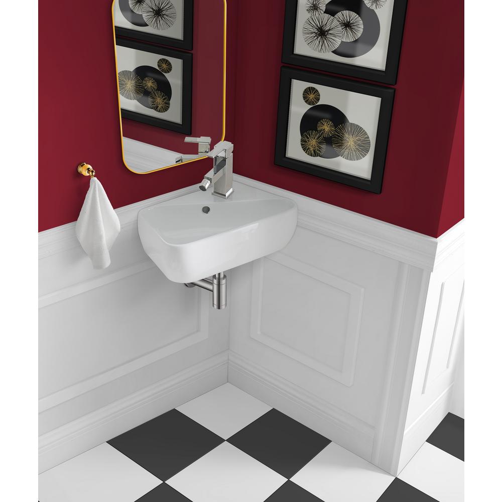 Swiss Madison Plaisir 18 In X 11 In Ceramic Wall Hung Vessel Sink With Right Side Faucet Mount In White