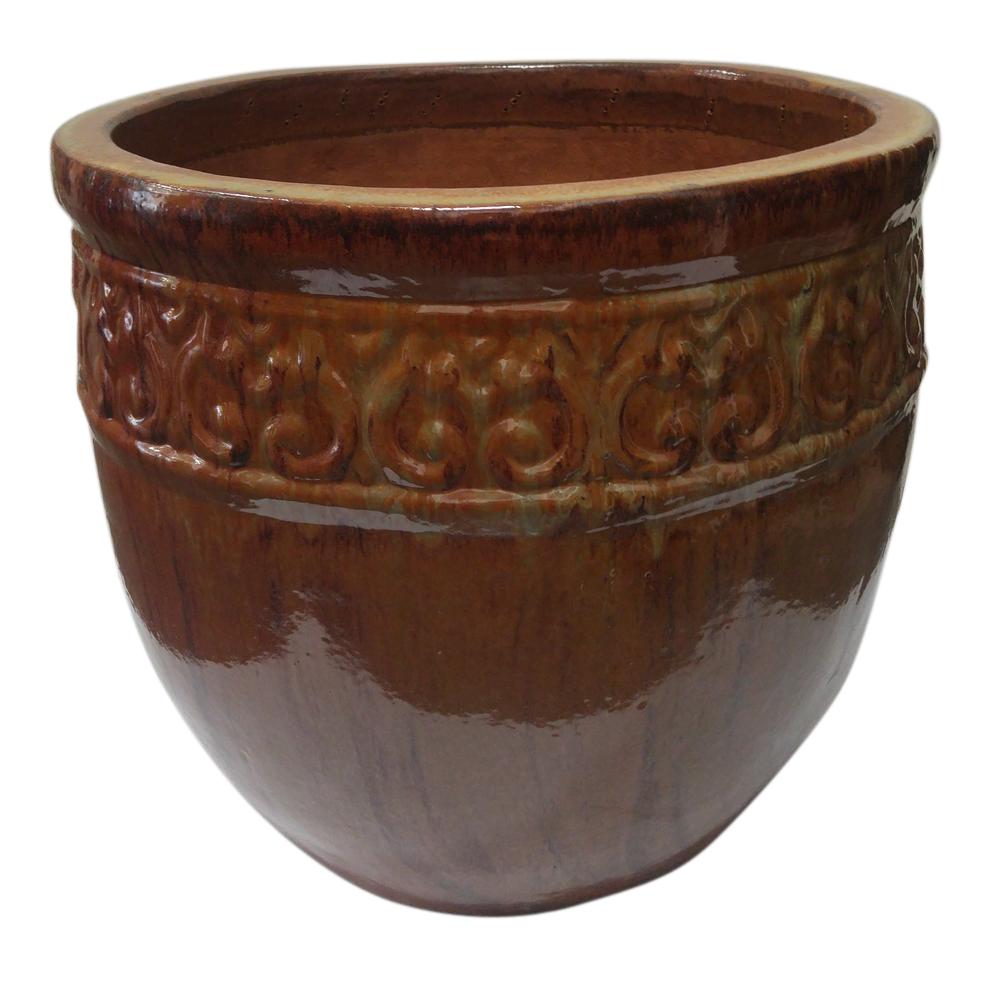 The Hip Gardener Premium X Large Ceramic Planter 09022 The Home Depot   Earth Tones The Hip Gardener Planters 09022 64 1000 