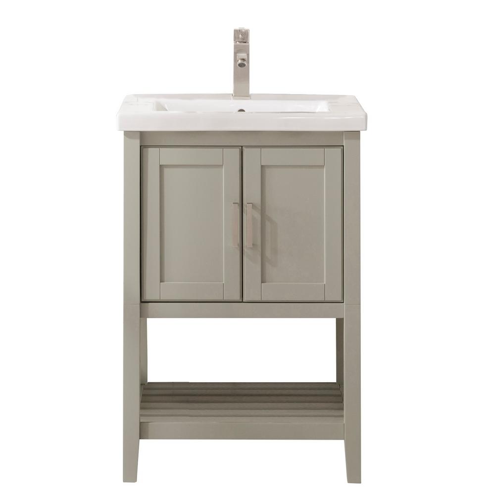 Legion Furniture 24 In W X 18 5 In D Vanity In White Gray With Ceramic Vanity Top In White With White Basin Wlf9024 Rl The Home Depot