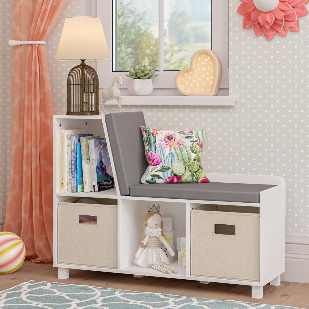 Riverridge Home Kids White Storage Bench With Cubbies With Taupe
