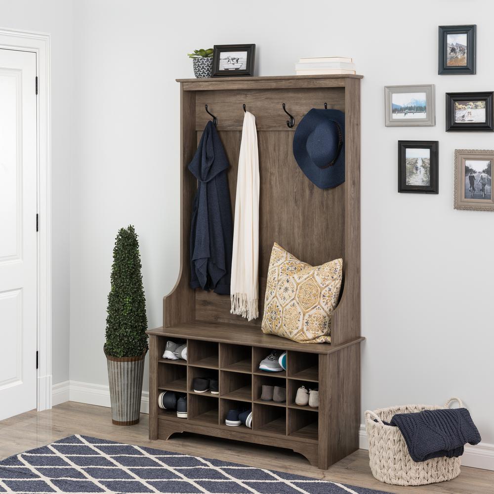 Prepac Drifted Gray Hall Tree with Shoe Storage-DSOG-0011-1 - The Home ...