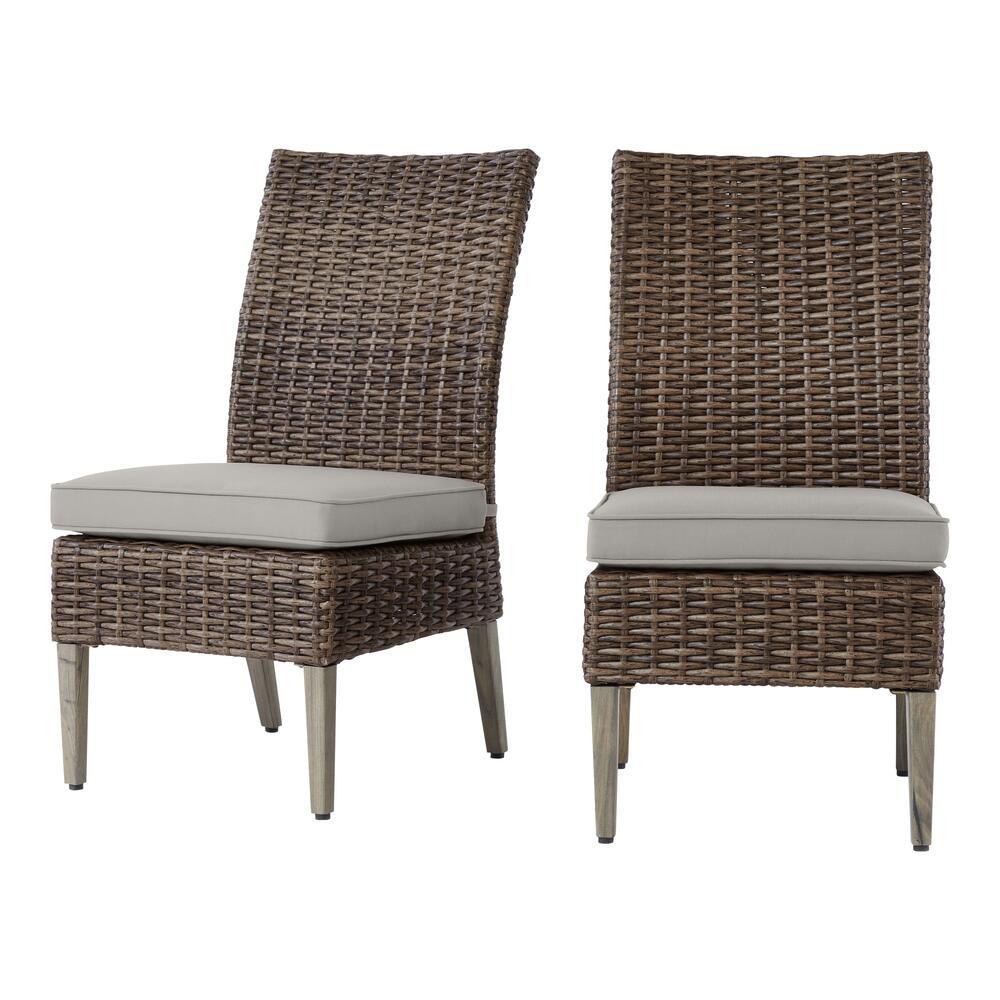 Hampton Bay Rock Cliff Brown Stationary Wicker Outdoor Patio Armless