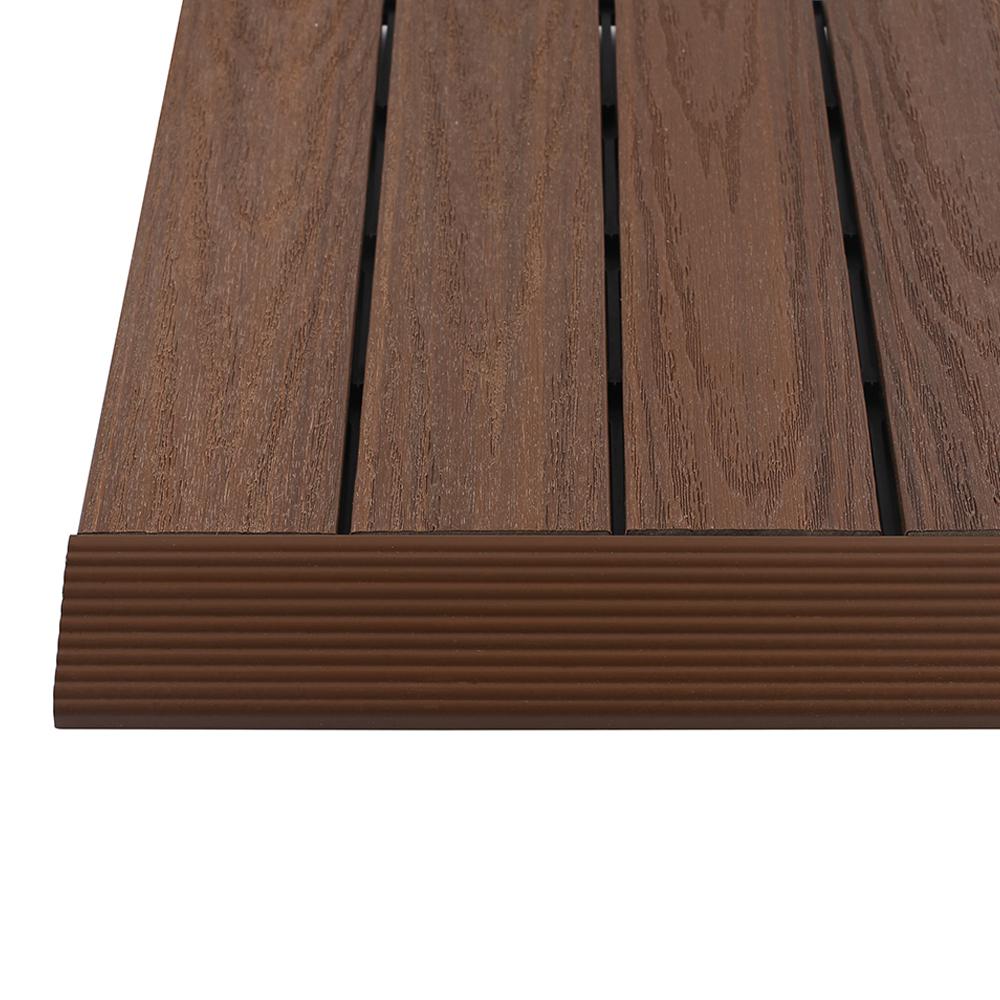 NewTechWood 1/6 ft. x 1 ft. Quick Deck Composite Deck Tile Straight Trim in Brazilian Ipe (4