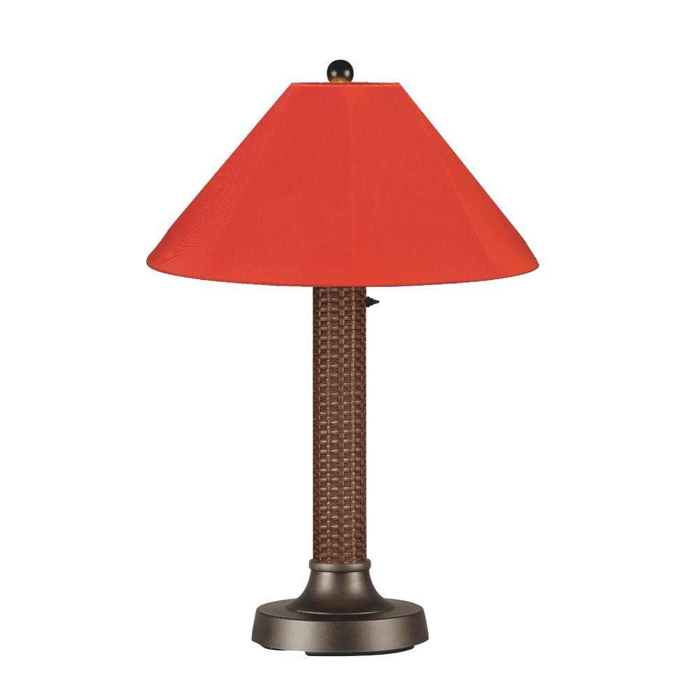 Patio Living Concepts Bahama Weave 34 In Red Castagno Outdoor Table Lamp With Melon Shade
