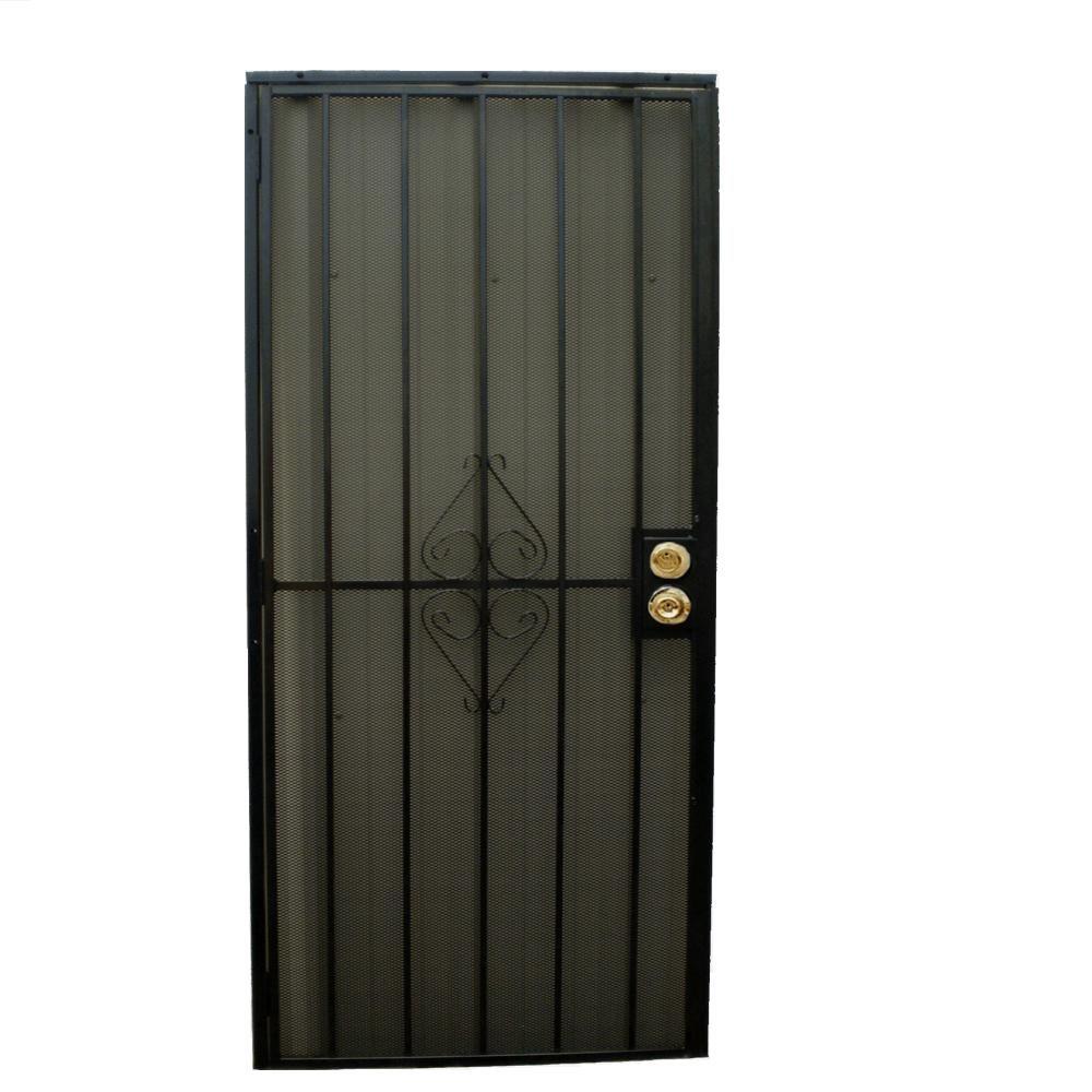 Grisham 32 In X 80 In 808 Series Protector Black Surface Mount Steel Security Door With Expanded Steel Screen