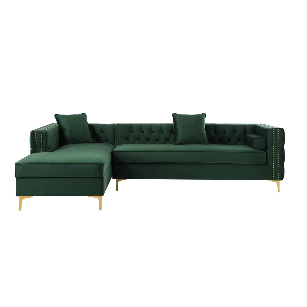 Inspired Home Olivia Hunter Green Silver Gold Velvet Left Facing