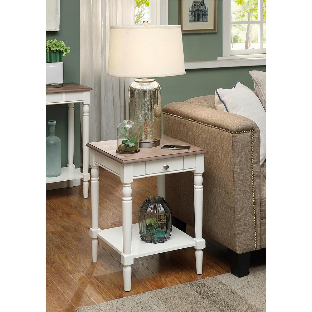 Convenience Concepts French Country Driftwood Gray and White End Table