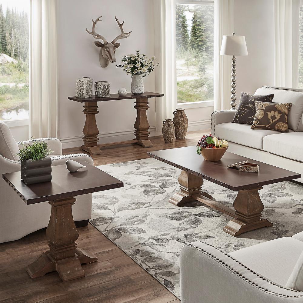 Homesullivan Hatton Distressed Natural Zinc Top Console 405428nt 05 Hatton Distressed Natural Zinc Top Console