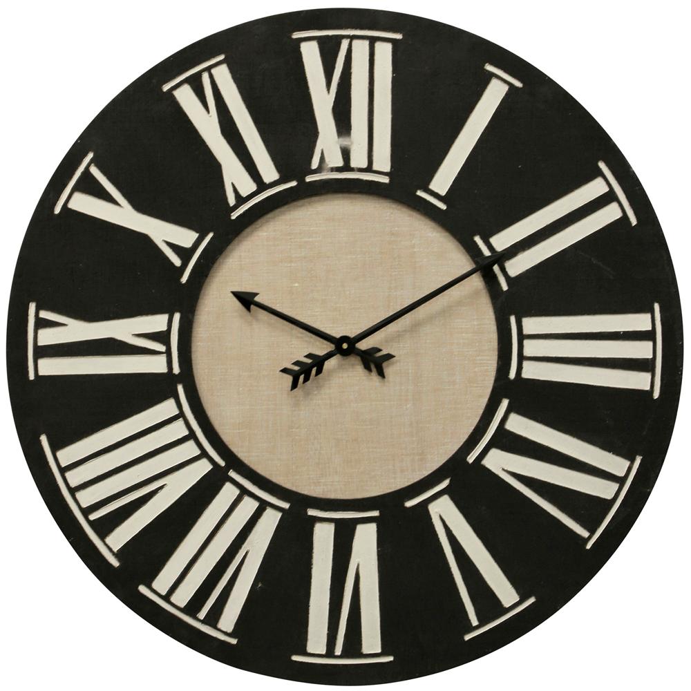 Roman Numerals Black And Beige Wood Clock Roman Numerals Black And Beige Wood Clock