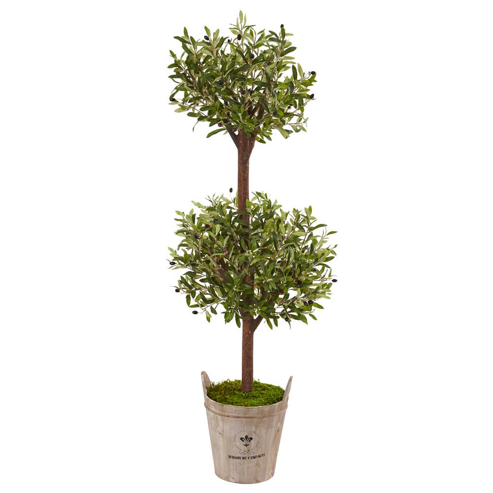 Nearly Natural Indoor Olive Artificial Tree In Farmhouse Planter 5845 The Home Depot 