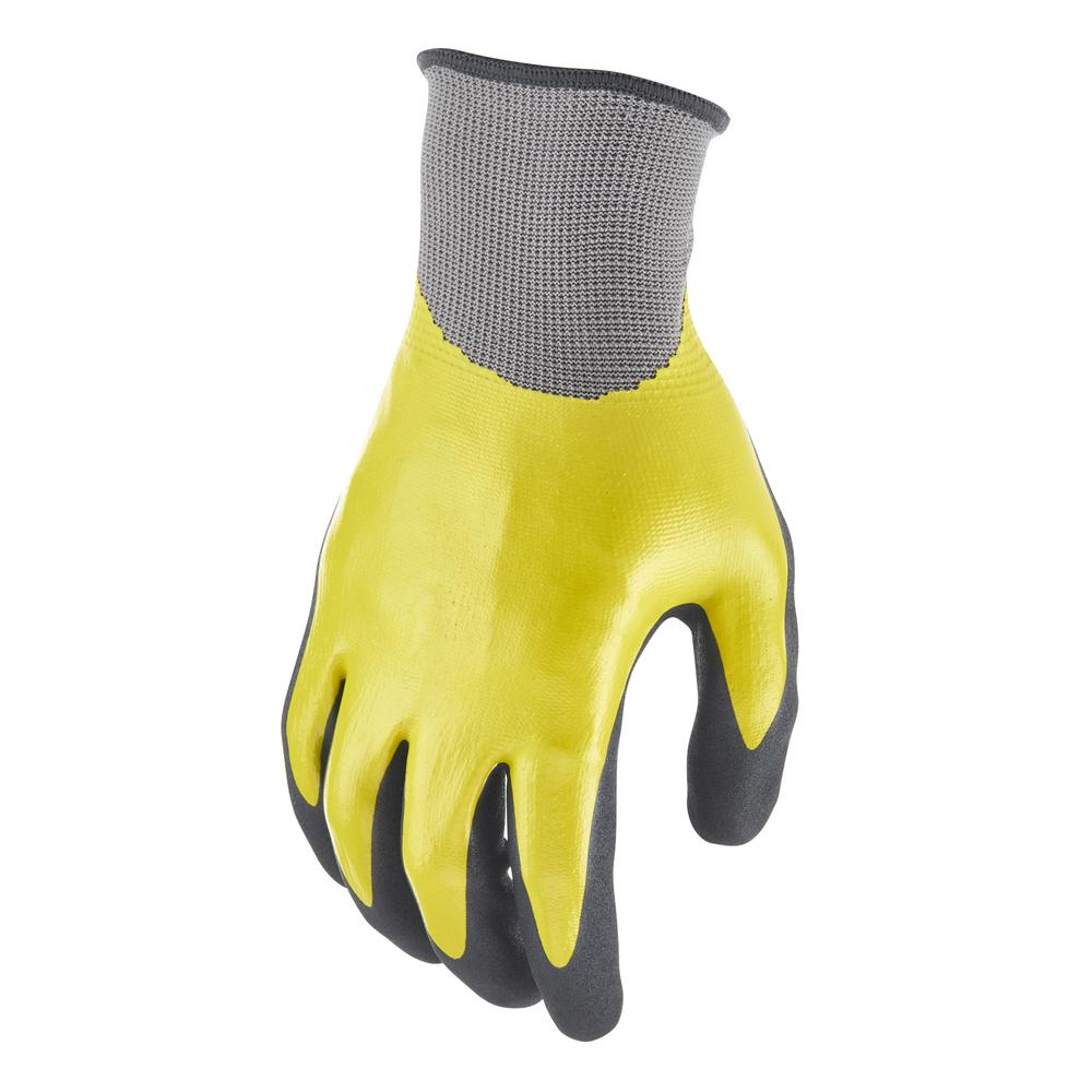 4 PAIRS OF GLOVES MEDIUM WORK GARDEN BLACK FLEXIBLE POLYESTER LATEX GRIP BRICKY