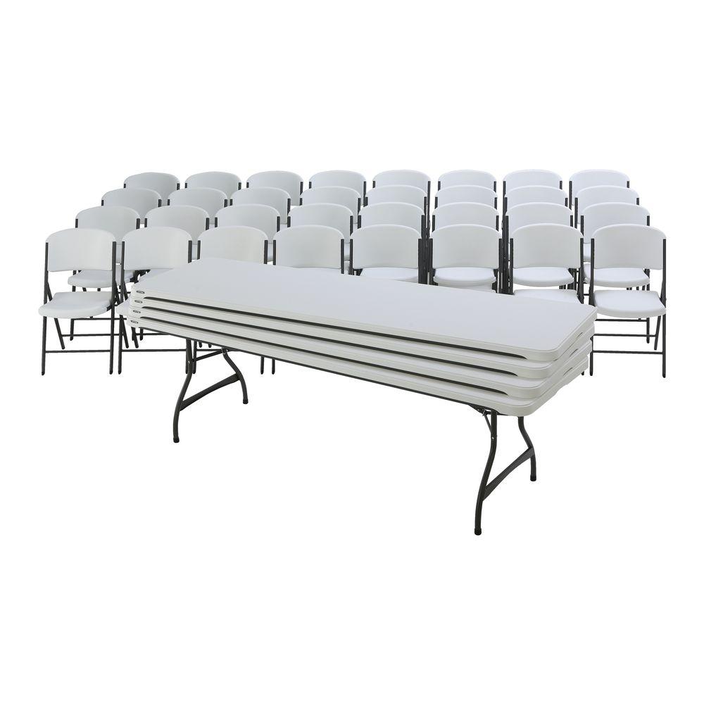 Lifetime 36 Piece White Folding Table And Chair Set 80410 The Home Lifetime 36 Piece White Folding Table And Chair Set