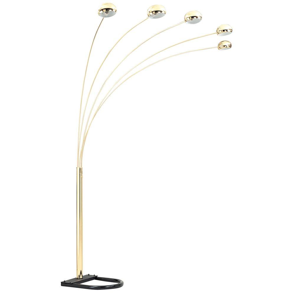 OK LIGHTING 88 In Gold Brass 5 Arch Floor Lamp OK 9628G The Home Depot   Gold Ok Lighting Floor Lamps Ok 9628g 64 300 