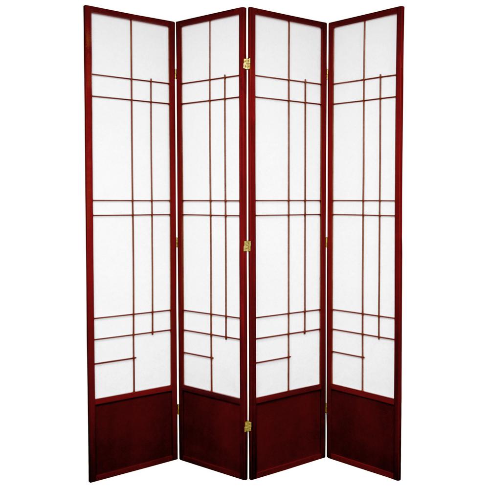 7 ft. Rosewood 4-Panel Room Divider-84JUTE-RWD-4P - The Home Depot