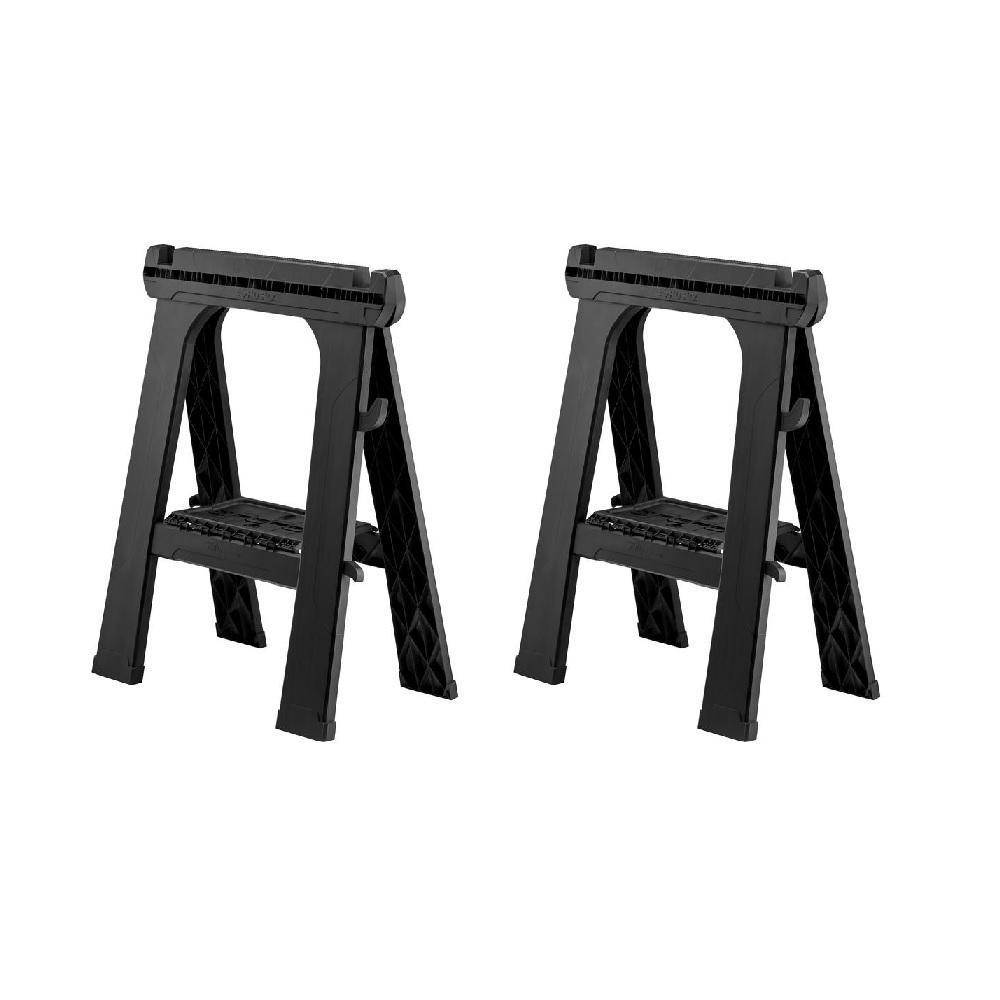 Husky 24 In Folding Sawhorse 2 Pack 206137 The Home Depot Folding Sawhorse 2 Pack