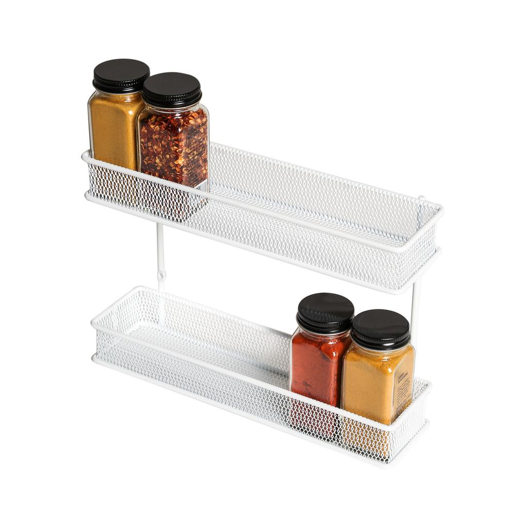 2-Tier Spice Rack Organizer Kitchen Countertop Wall Mount Steel Mesh ...