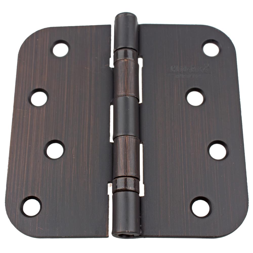 GlideRite 4 in. Oil Rubbed Bronze Steel BallBearing Door Hinges 5/8 in. Corner Radius with