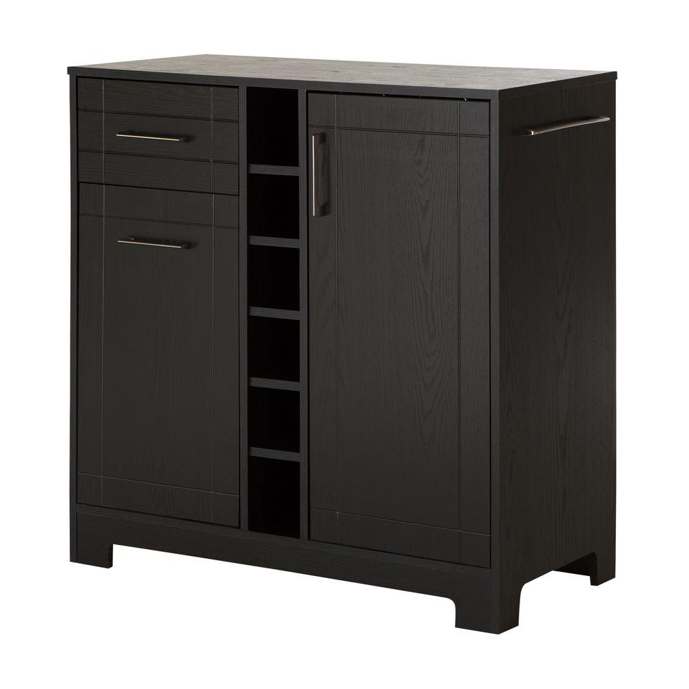 South Shore Vietti 6-Bottle Black Oak Bar Cabinet-9043770 - The Home Depot