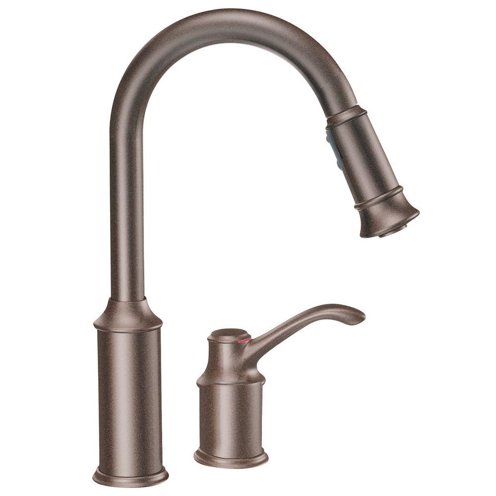 MOEN Aberdeen Single Handle Pull Down Sprayer Kitchen Faucet With