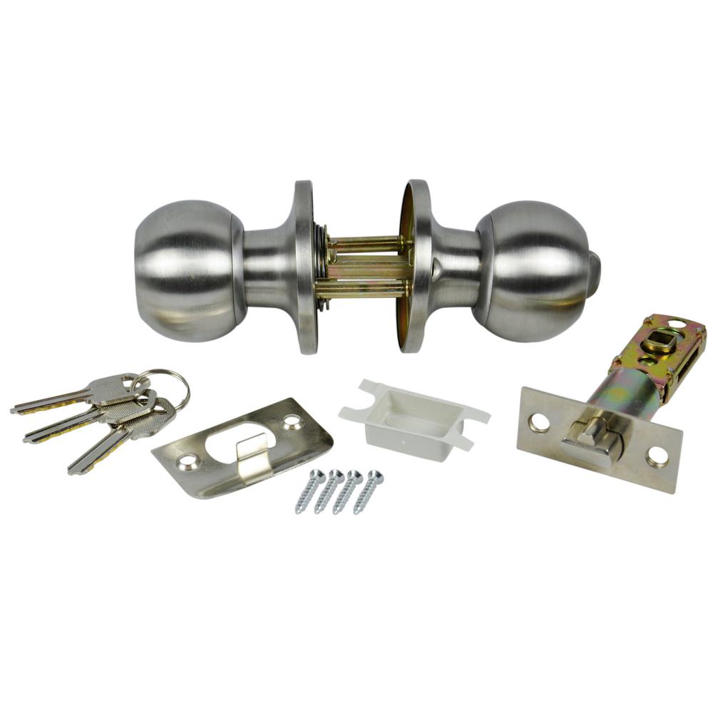 Danco Entrance Keyed Door Knob Lock Set For Mobile Homes In Brushed Nickel 61801 The Home Depot