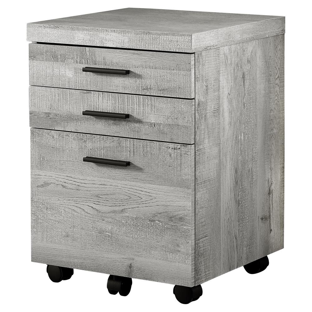 Unbranded Grey Reclaimed Wood Filing Cabinet On Castors With 3 Drawers Hd7401 The Home Depot