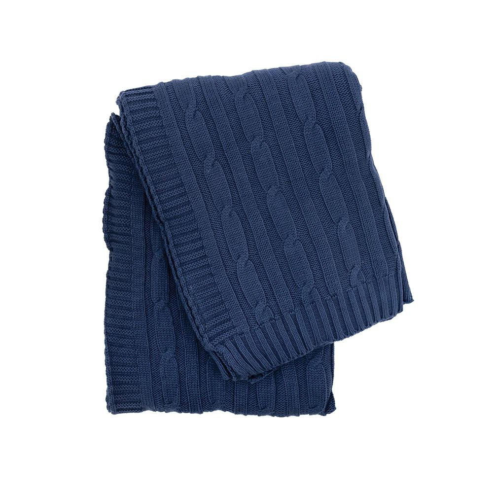C&F Home Navy Cable Knit Throw-842581767N - The Home Depot