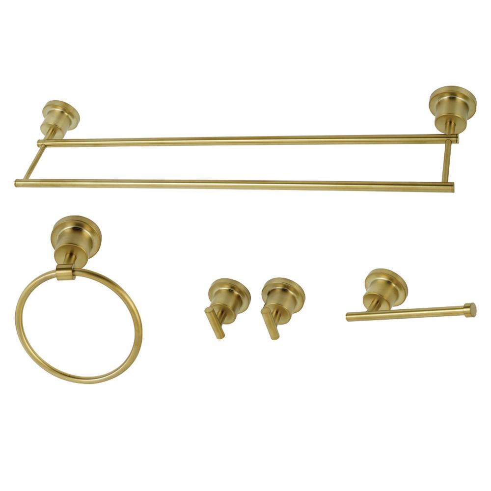 Kingston Brass Modern 5 Piece Bath Hardware Set In Brushed Brass