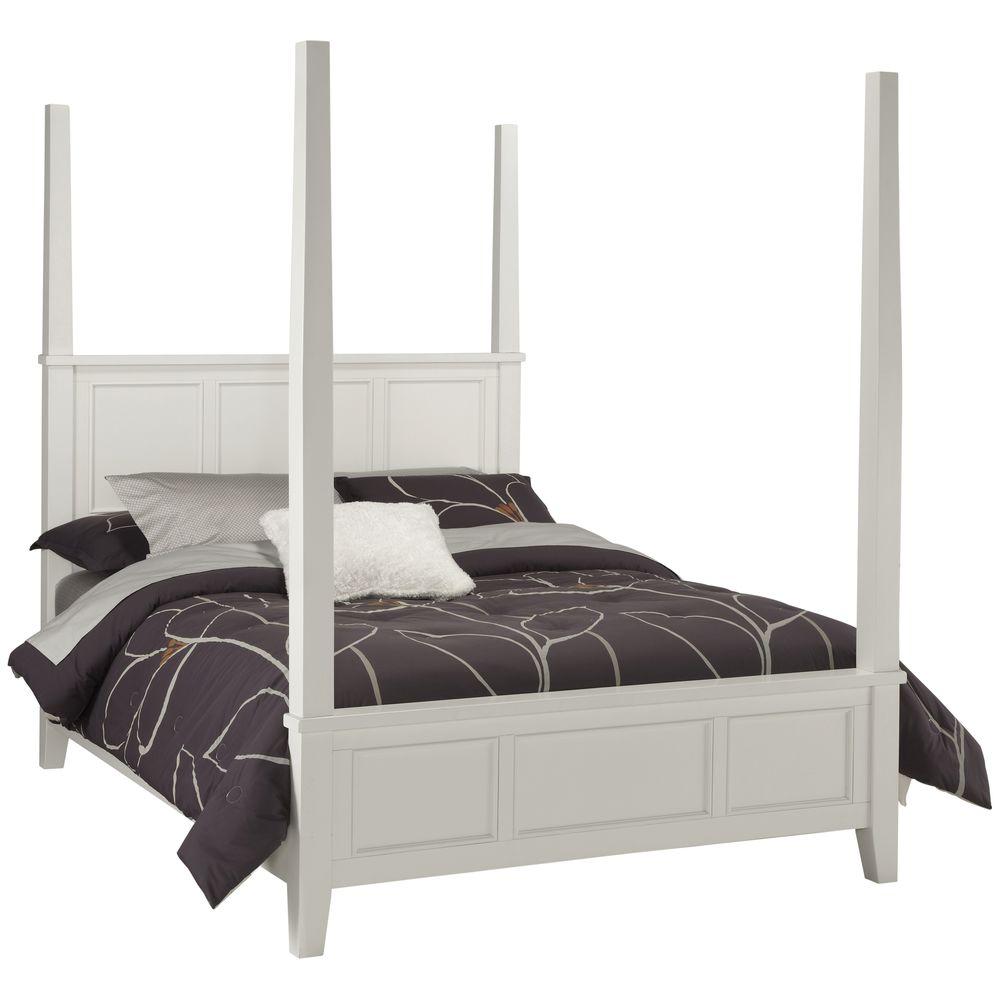 Homestyles Naples White Queen Poster Bed 5530 520 The Home Depot