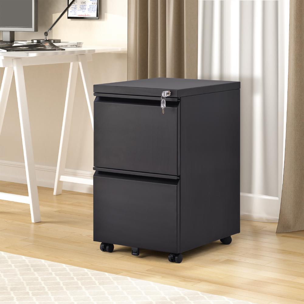 Merax Black Stable File Cabinet Fully Assembled Except Wheels Wf191012aab The Home Depot