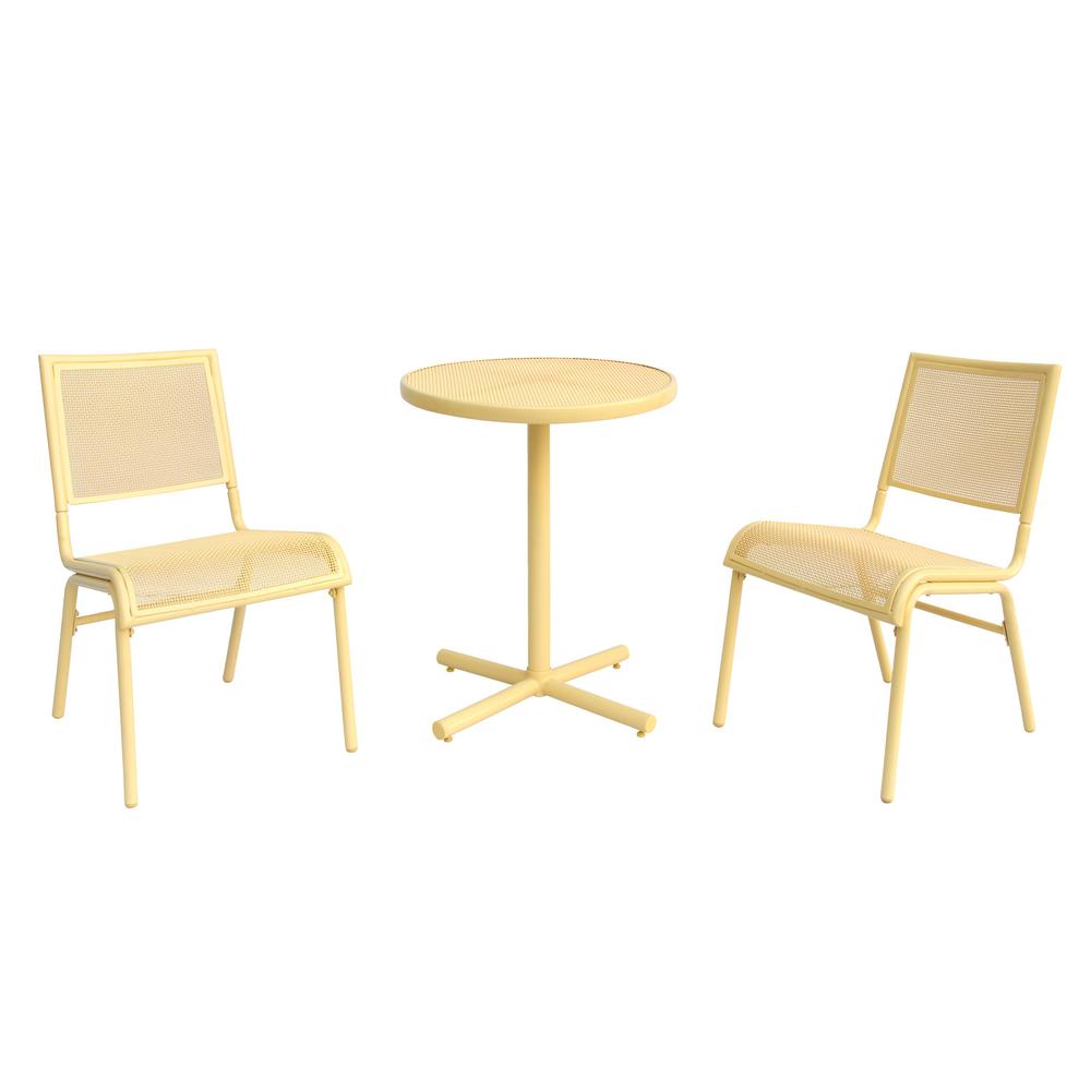 Unbranded Yellow 3 Piece Metal Bixby Outdoor Bistro Set Sm K 153 3yhd The Home Depot