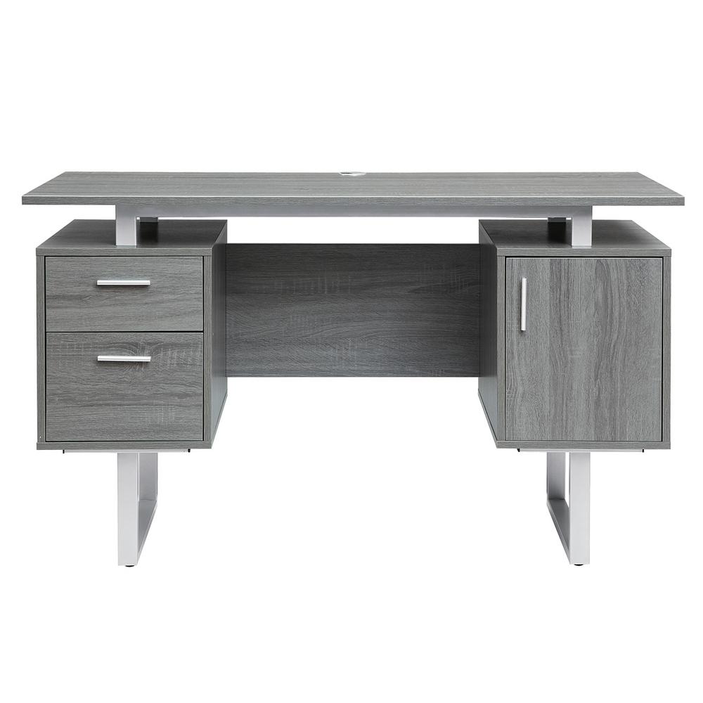Techni Mobili Gray Modern Office Desk With Storage Rta 7002 Gry
