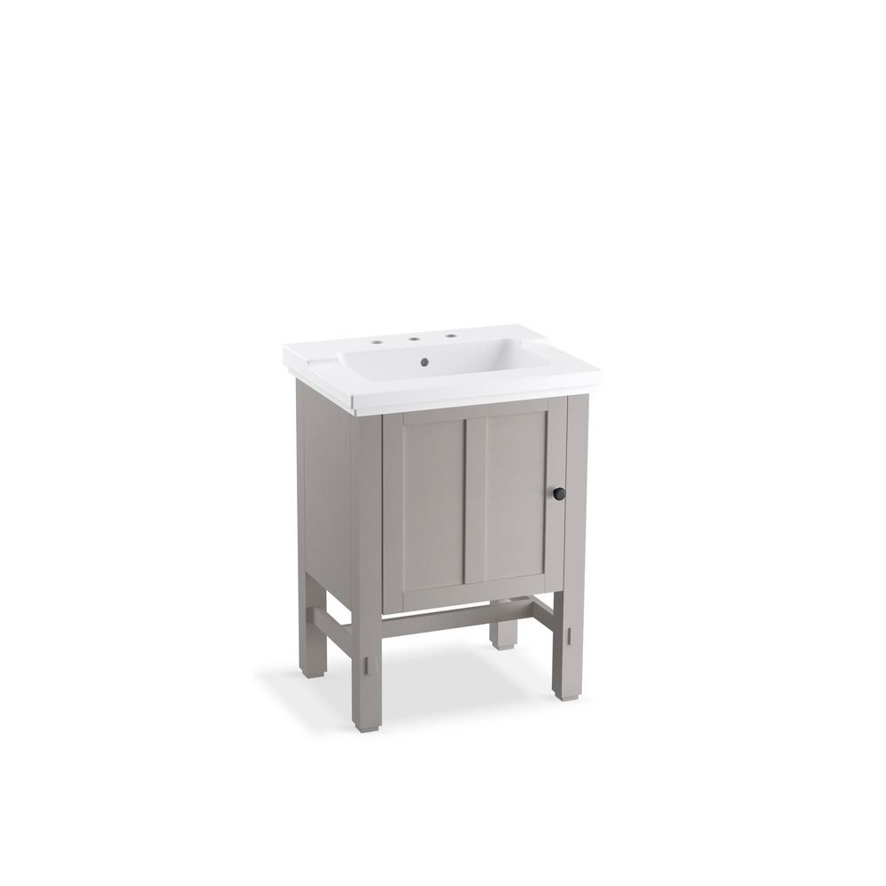 Kohler Tresham 24 In W X 18 1 4 In D Vanity In Mohair Grey With Vitreous China Vanity Top In Gray With White Basin 26041wt297980 The Home Depot