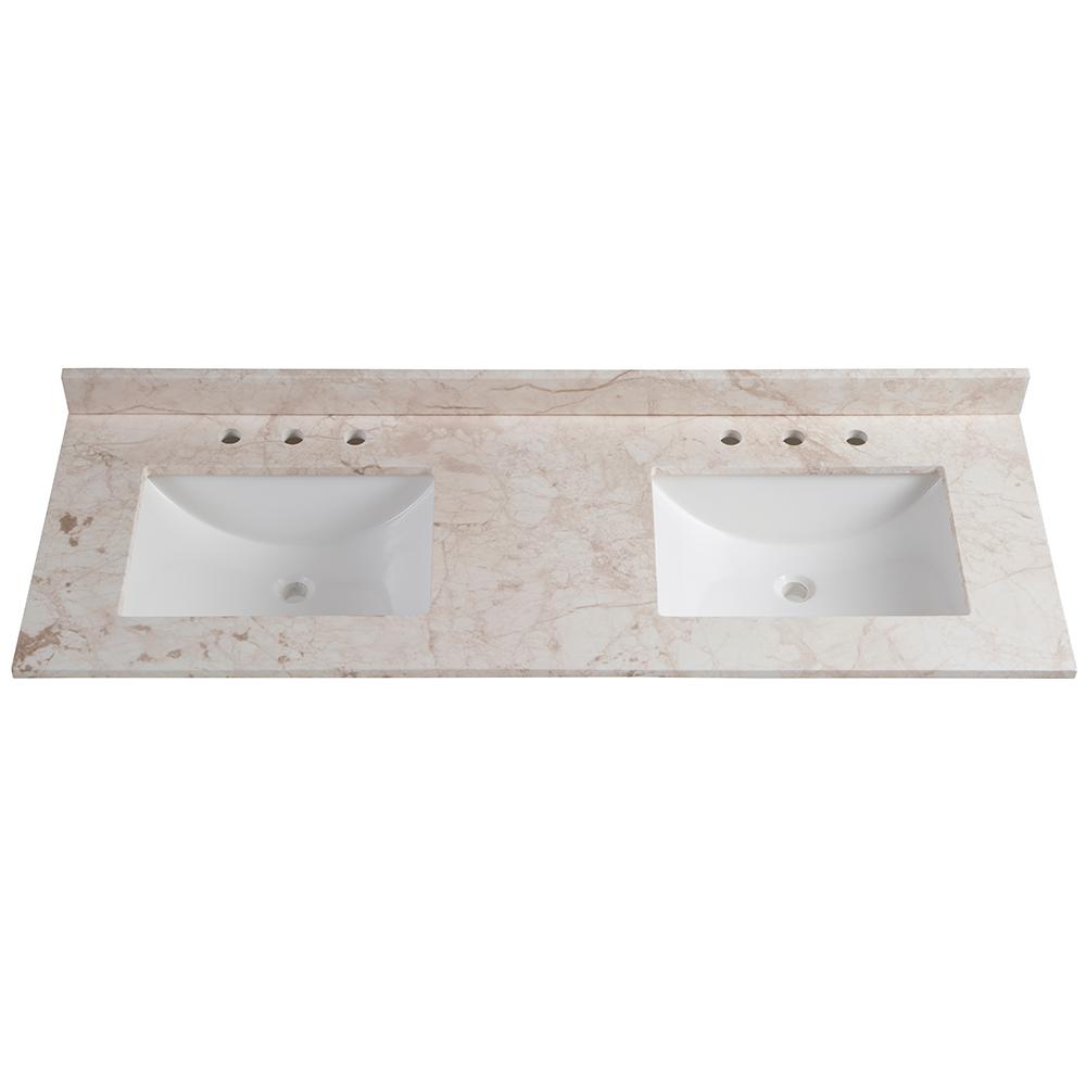 Home Decorators Collection 61 In W Stone Effects Double Sink Vanity Top In Winter Mist