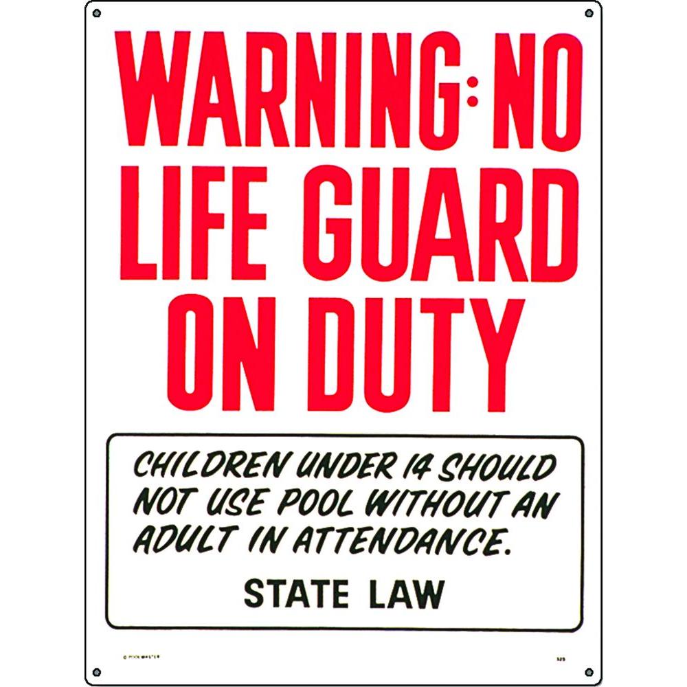 Poolmaster Warning No Lifeguard on Duty Pool Sign (Oregon Compliant